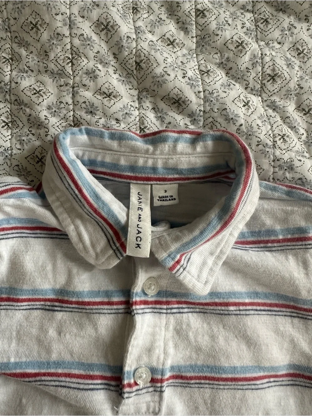 Janie and jack Boys Polo and Crewcuts Red Shorts Set - White, Blue, Red Stripes